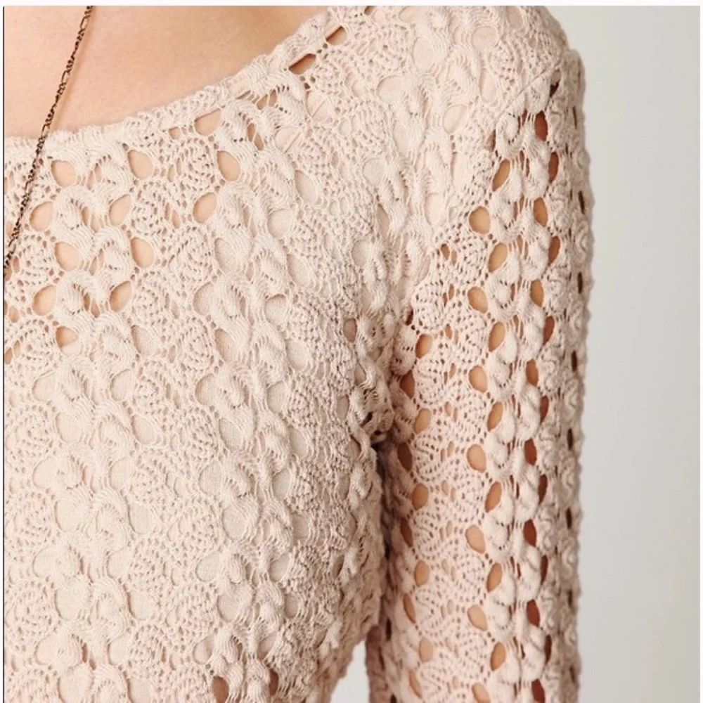 Free People Ivory Lace Crochet Gypsy Mini Dress XS New With Tags - Picture 3 of 10